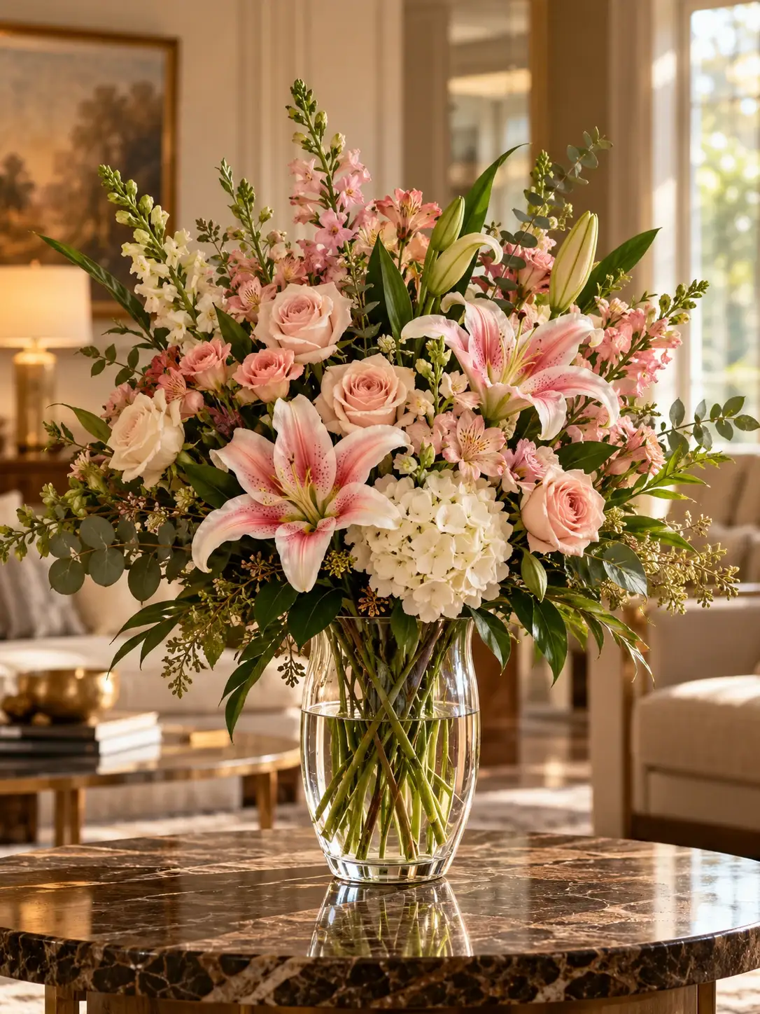 Arranjo floral elegante numa jarra